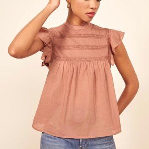 Reformation- Dahlia Lace Trim Top